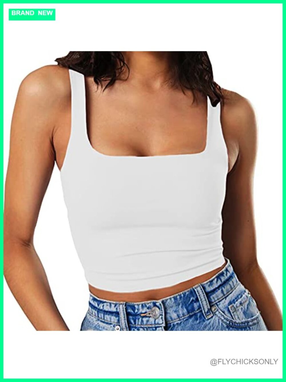 Women's Sleeveless Strappy Square Neck Double Layer Crop Tank Top